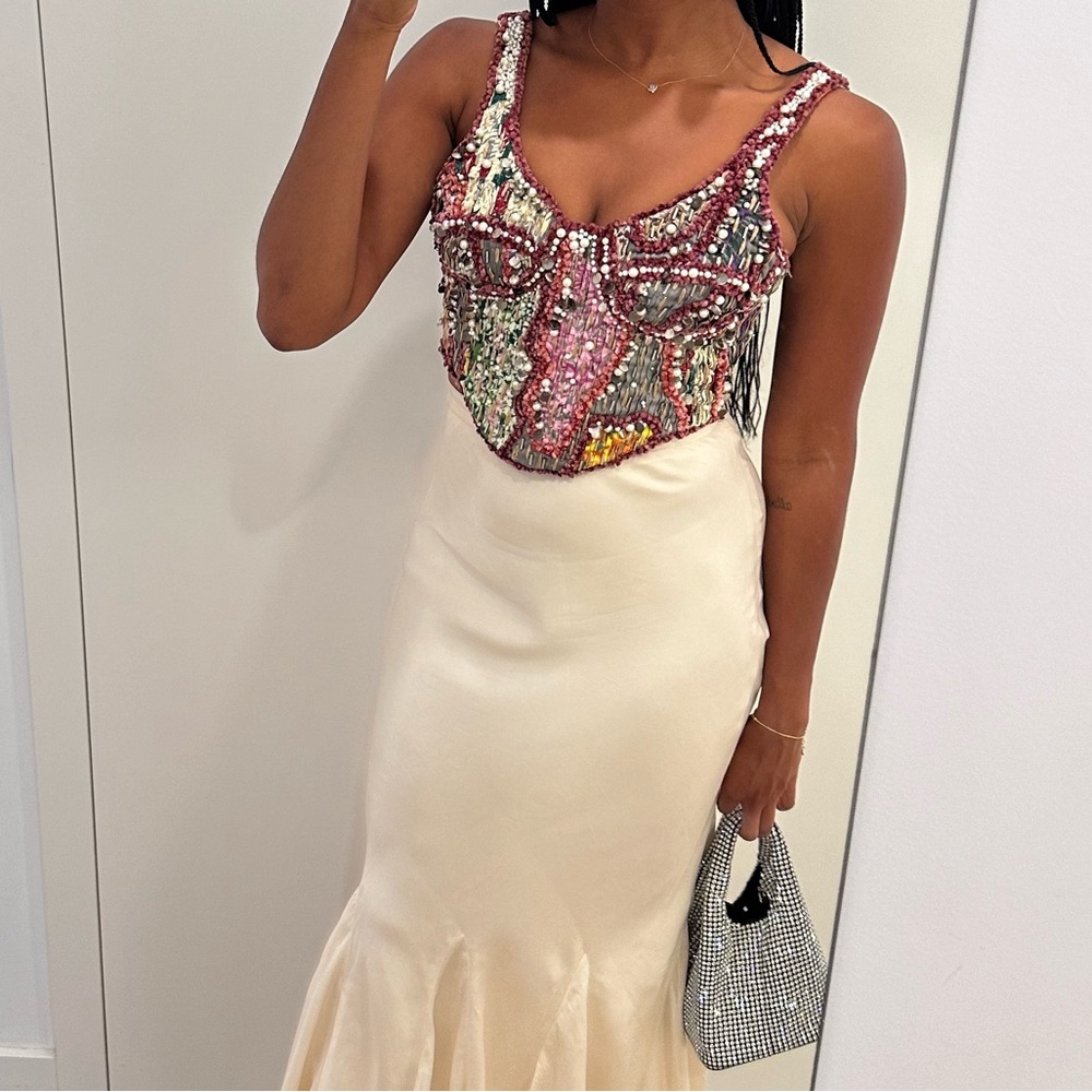 Embellished Pink Sequin Crop Top - Brand Unspecified